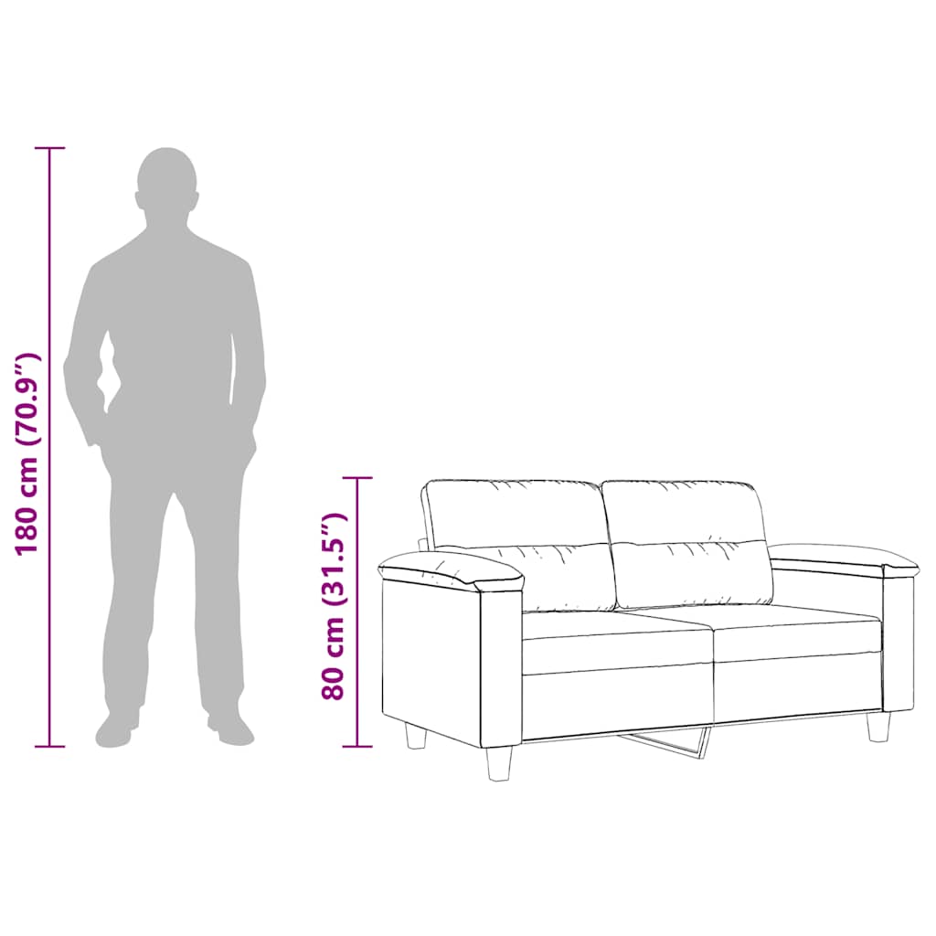 Divano a 2 Posti Tortora 120 cm in Tessuto Microfibra