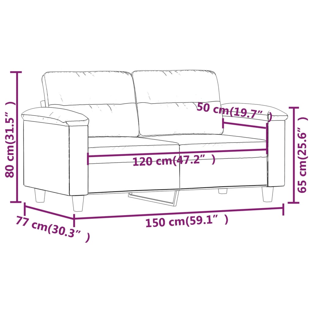 Divano a 2 Posti Crema 120 cm in Similpelle - homemem39
