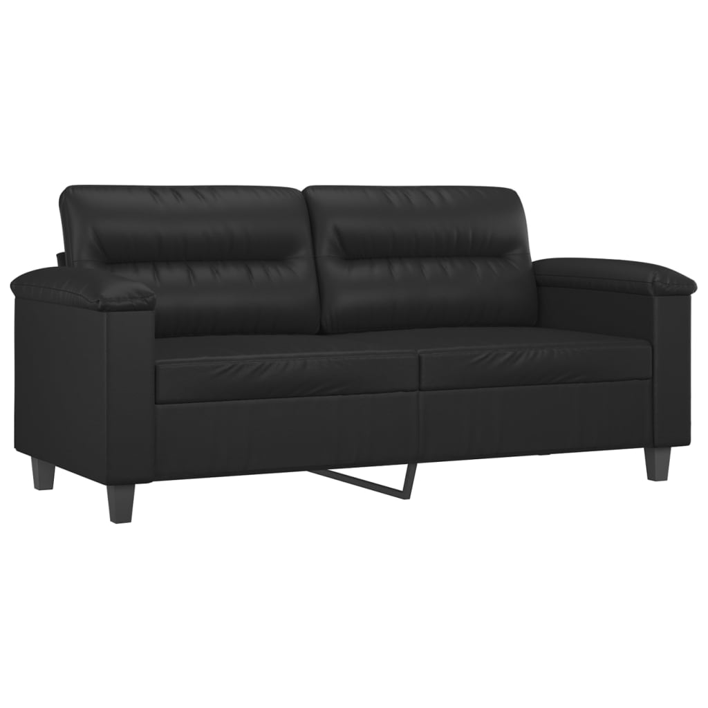 Divano a 2 Posti Nero 140 cm in Similpelle - homemem39
