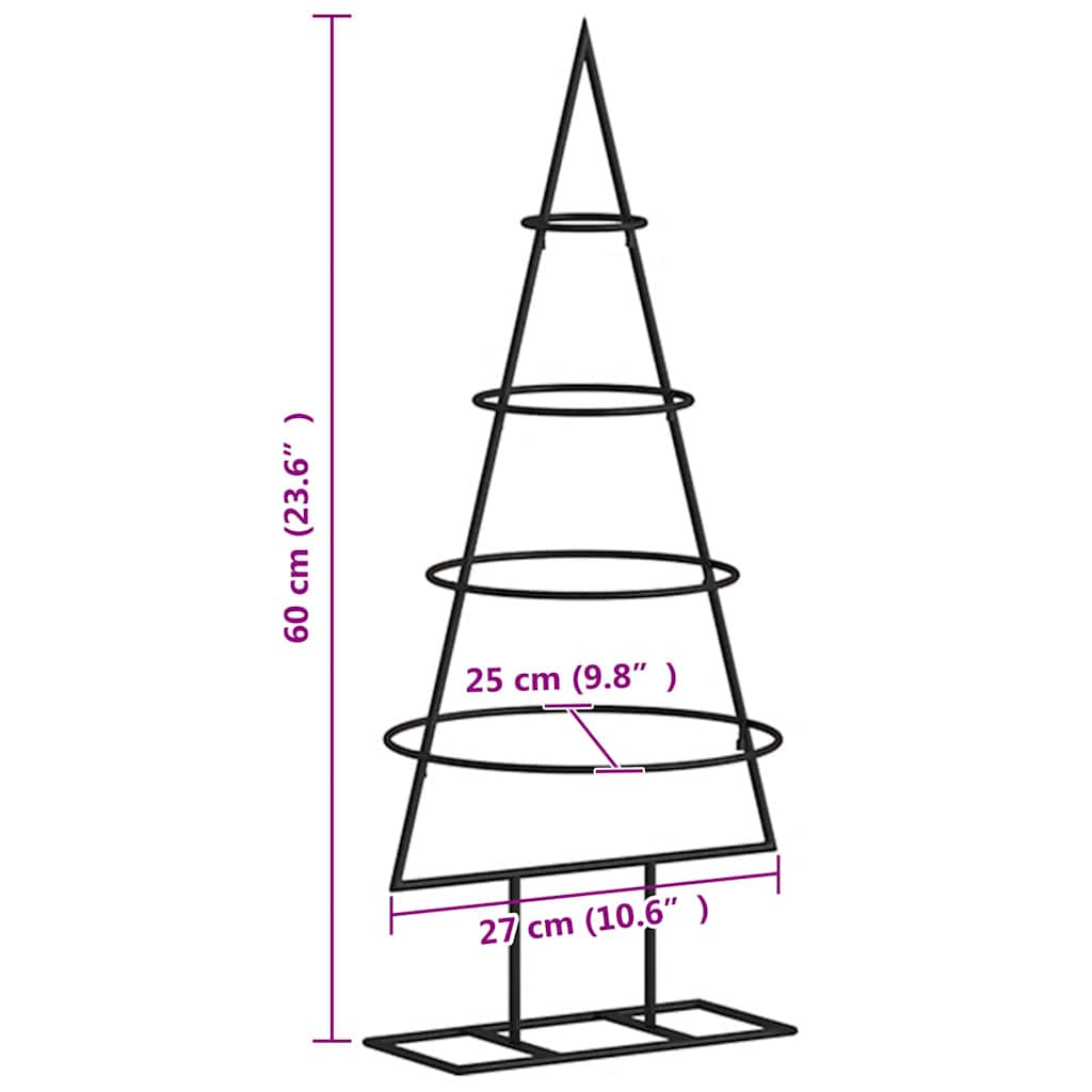 Albero di Natale Decorativo in Metallo Nero 60 cm