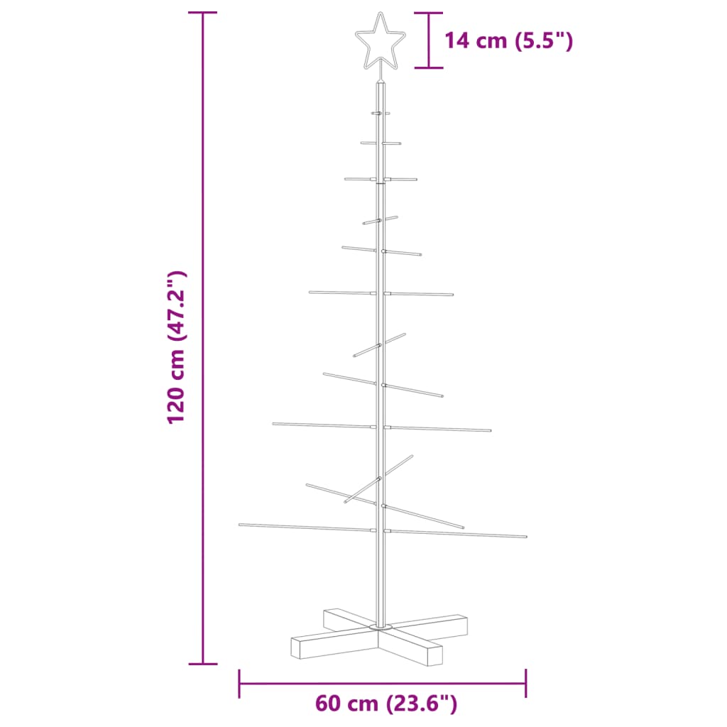 Albero di Natale in Metallo con Base in Legno Nero 120 cm | homemem39