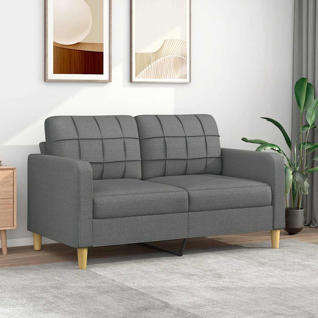 Divano a 2 Posti Grigio Scuro 140 cm in Tessuto - homemem39