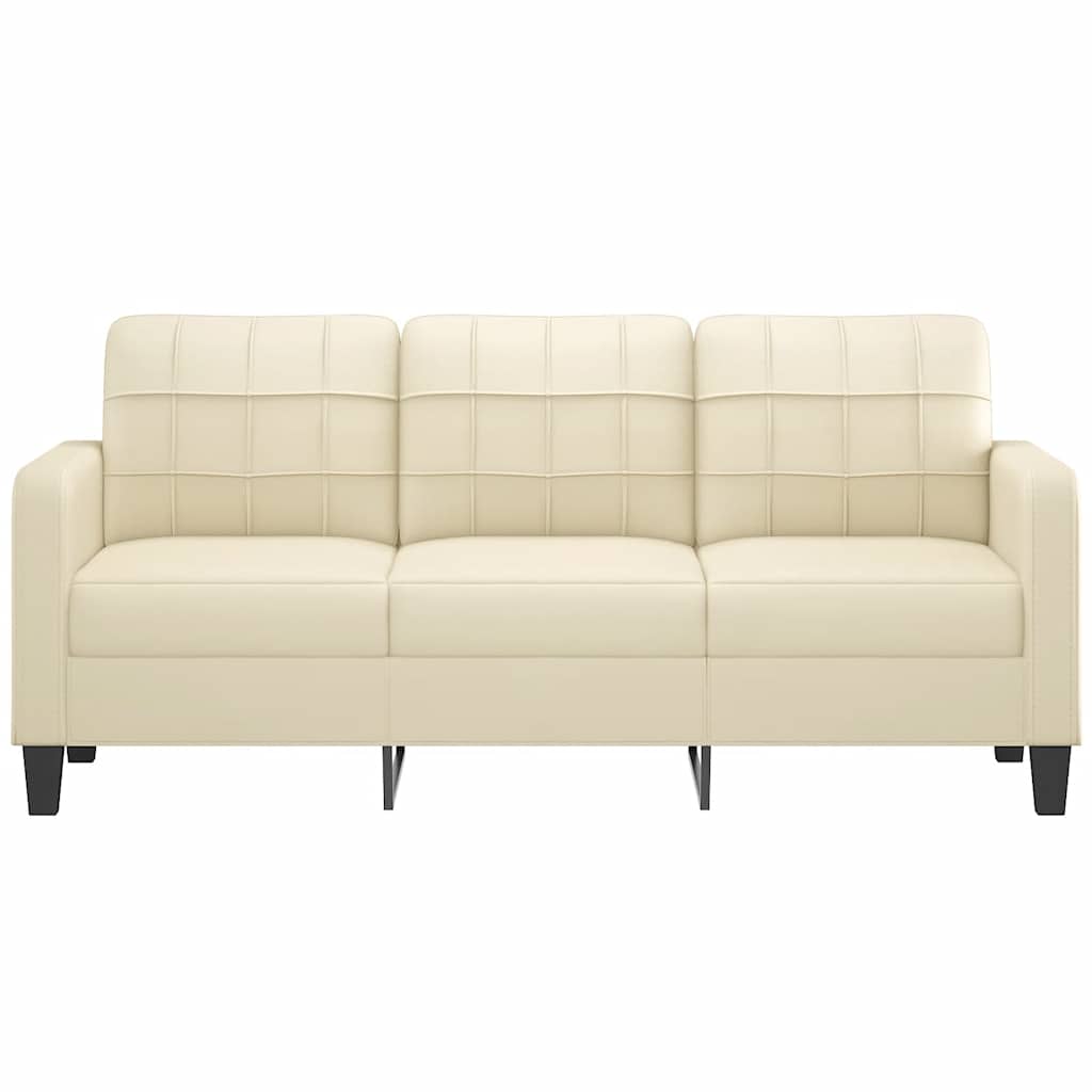 Divano a 3 Posti Crema 180 cm in Similpelle - homemem39