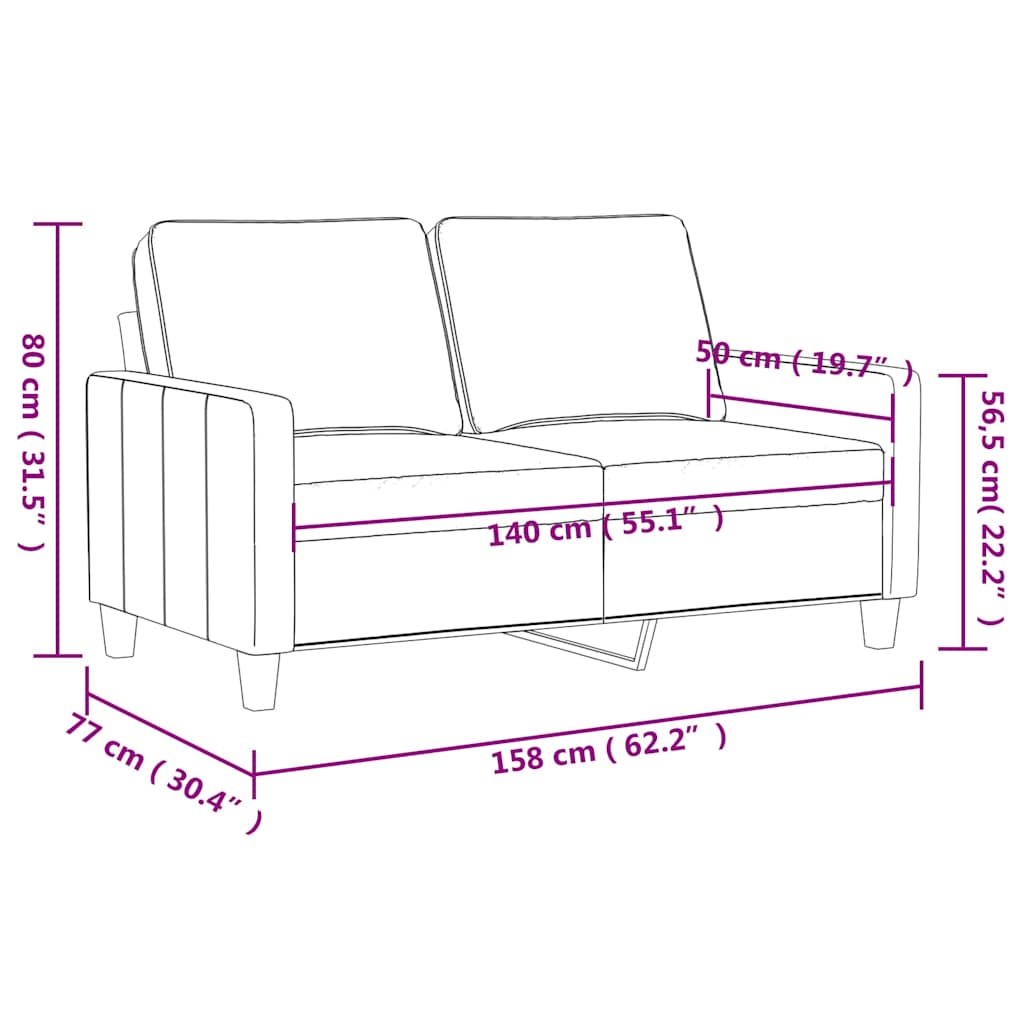 Divano a 2 Posti Nero 140 cm in Similpelle | homemem39