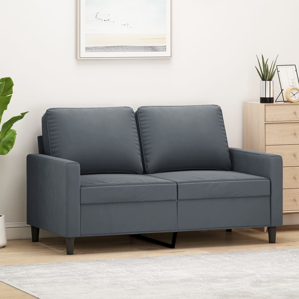 Divano a 2 Posti grigio scuro 120 cm in Velluto - homemem39