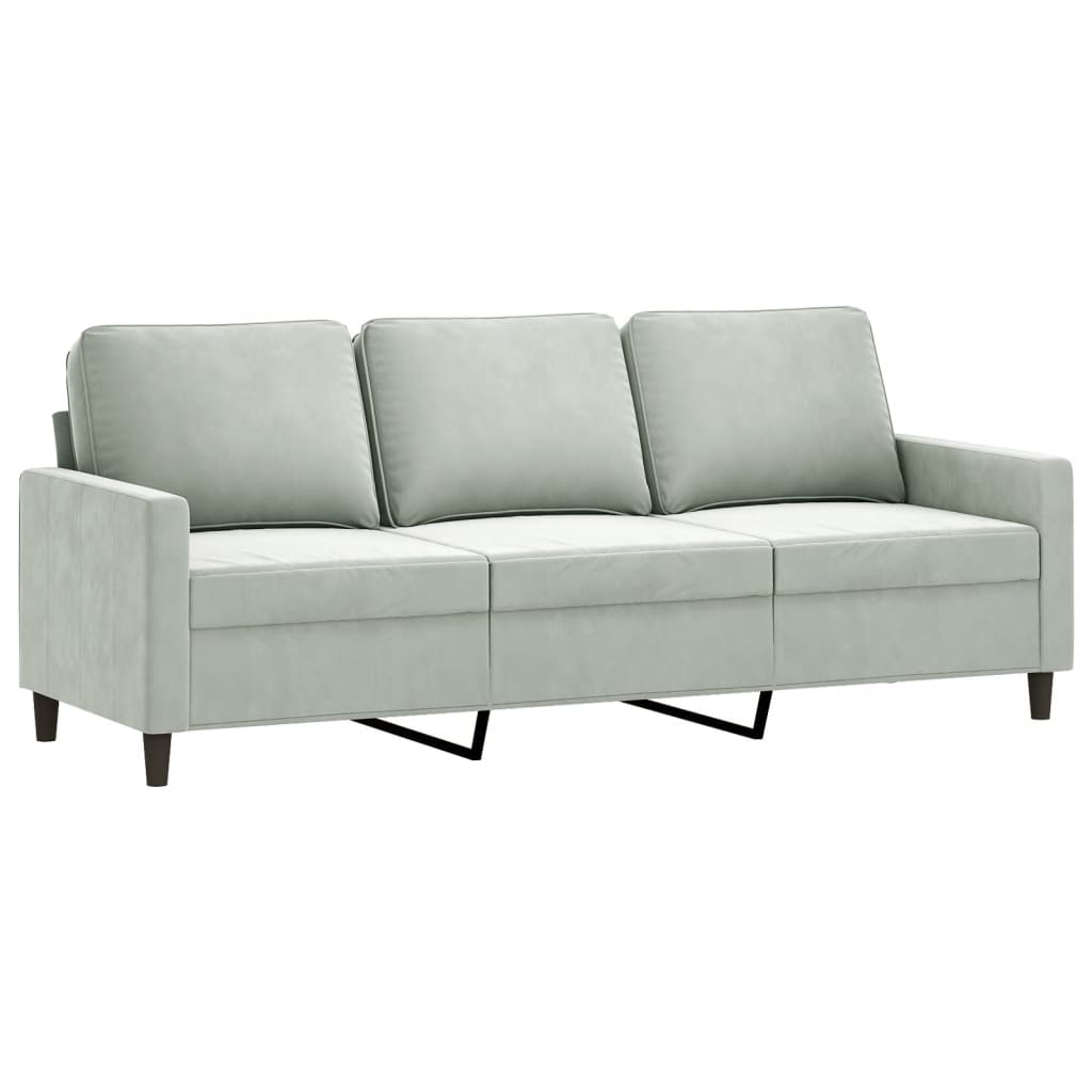 Divano a 3 Posti Grigio Chiaro 180 cm in Velluto - homemem39