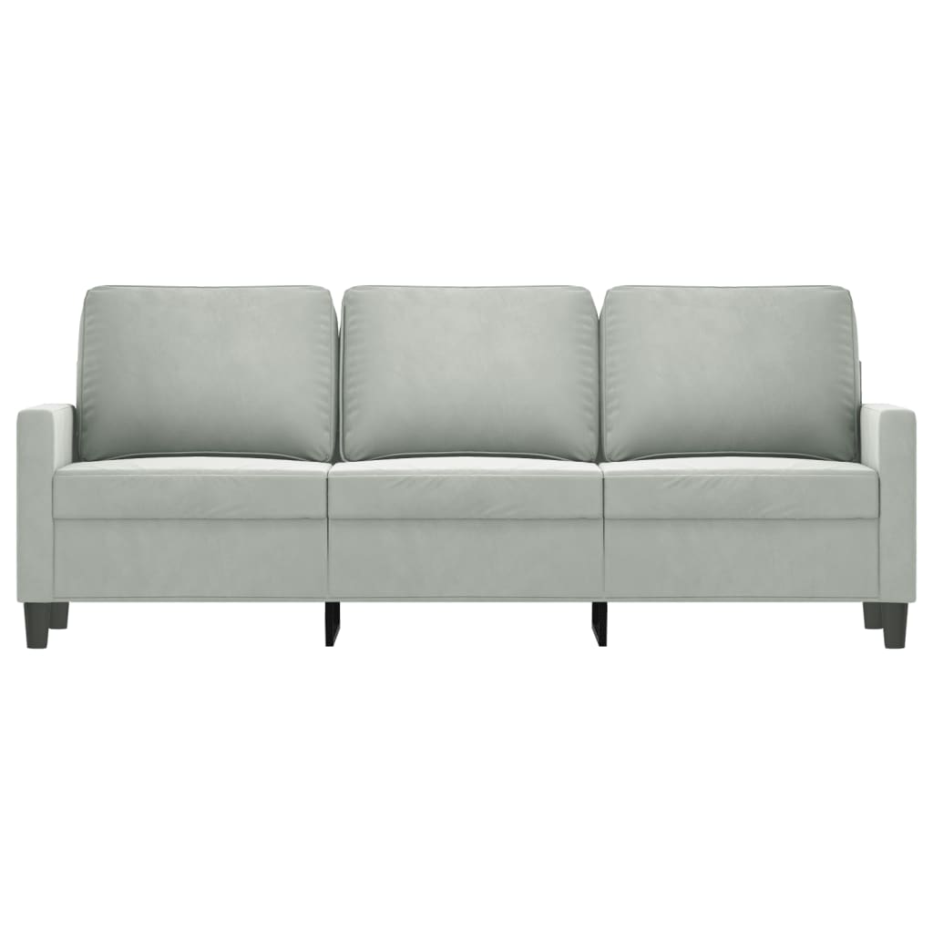 Divano a 3 Posti Grigio Chiaro 180 cm in Velluto - homemem39