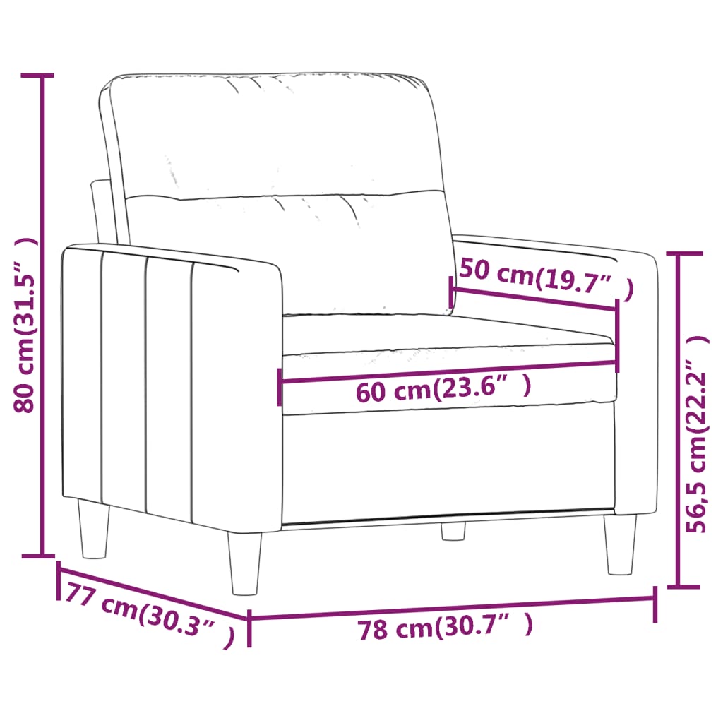 Poltrona Grigio Scuro 60 cm in Tessuto - homemem39