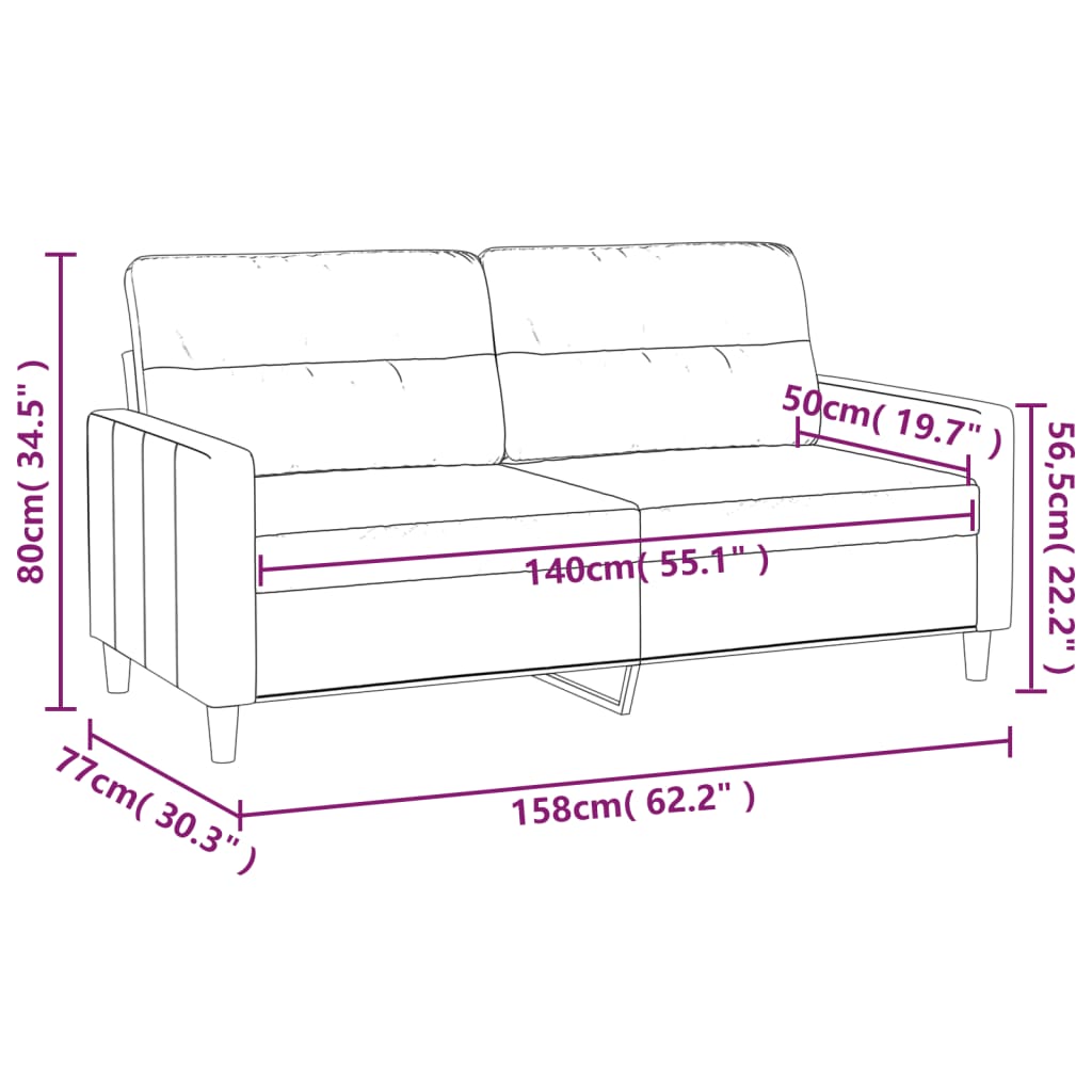 Divano a 2 Posti Grigio Chiaro 140 cm in Tessuto - homemem39