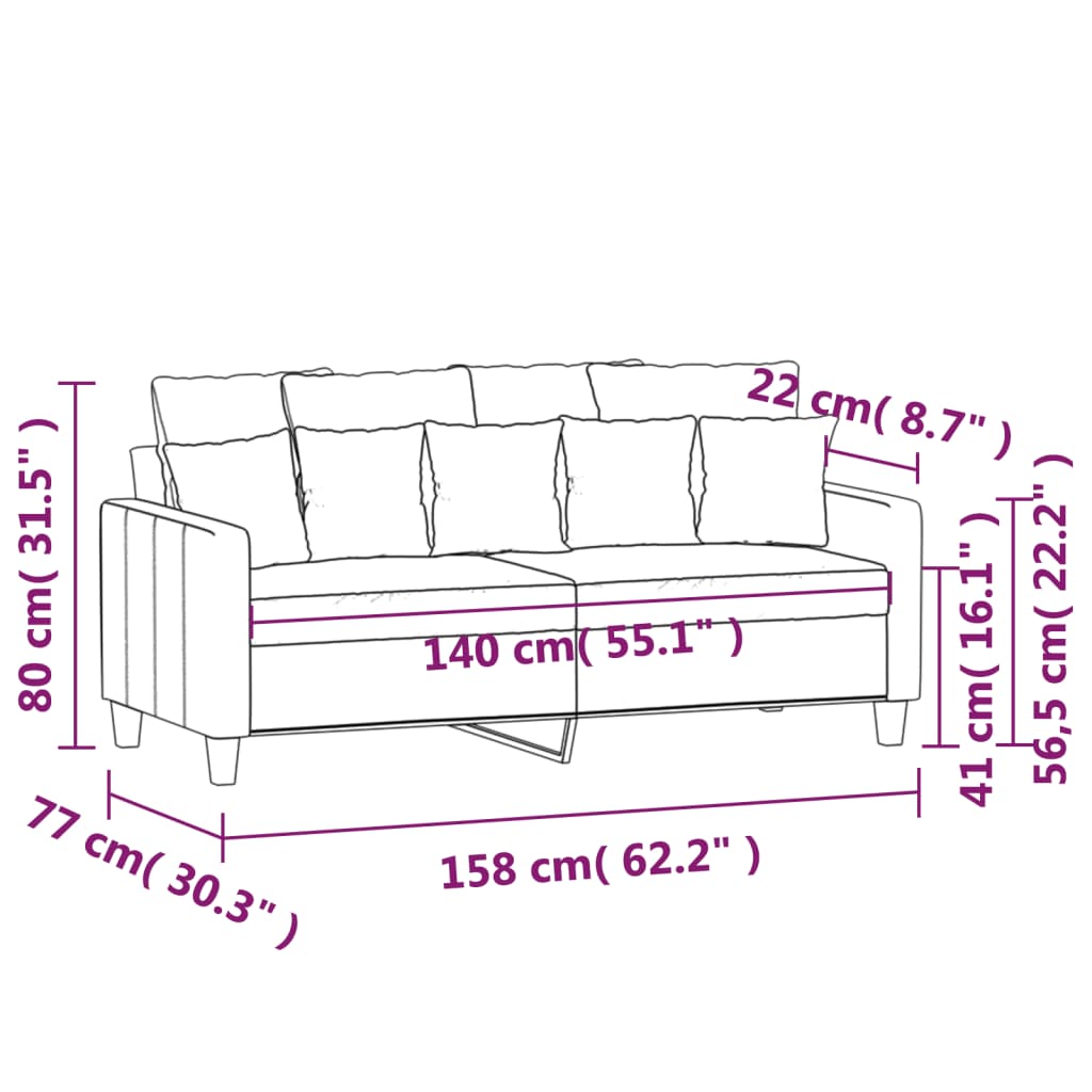 Divano a 2 Posti Grigio Scuro 140 cm in Tessuto - homemem39