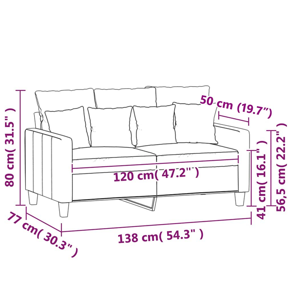 Divano a 2 Posti Rosa 120 cm in Velluto | homemem39