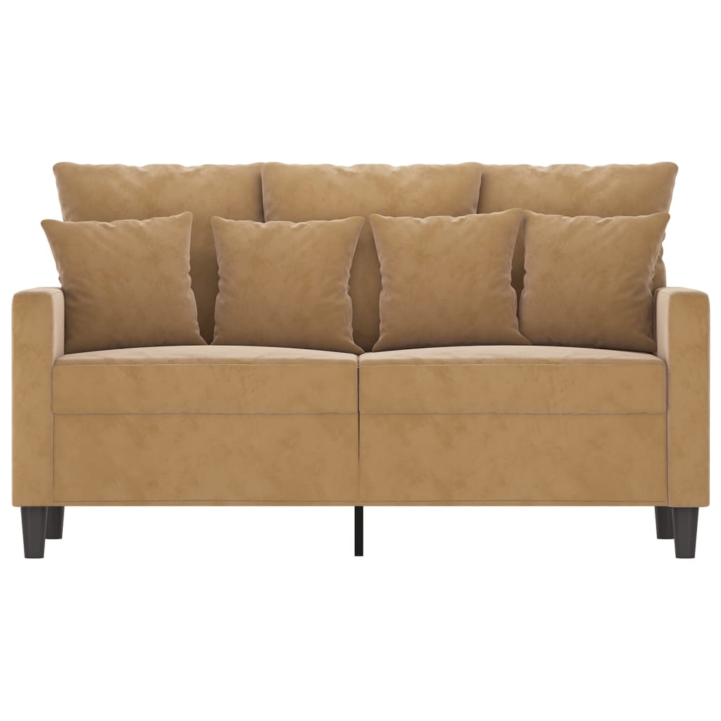 Divano a 2 Posti marrone 120 cm in Velluto - homemem39