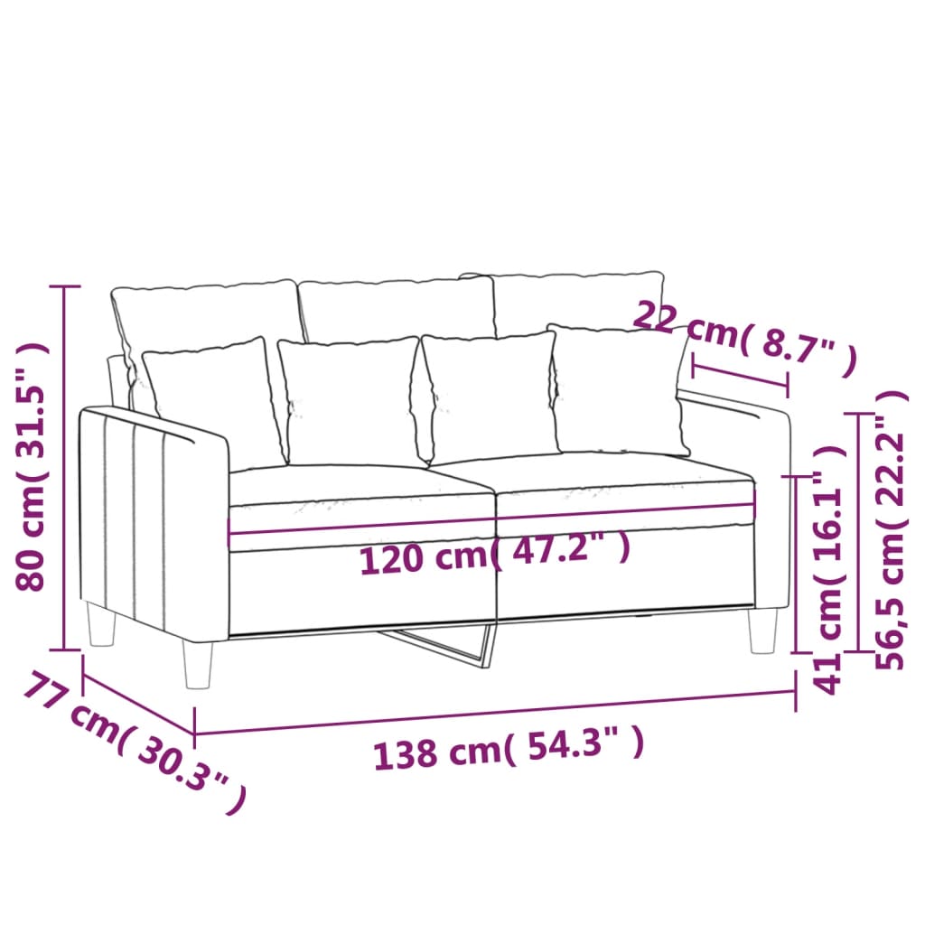 Divano a 2 Posti Blu 120 cm in Velluto | homemem39