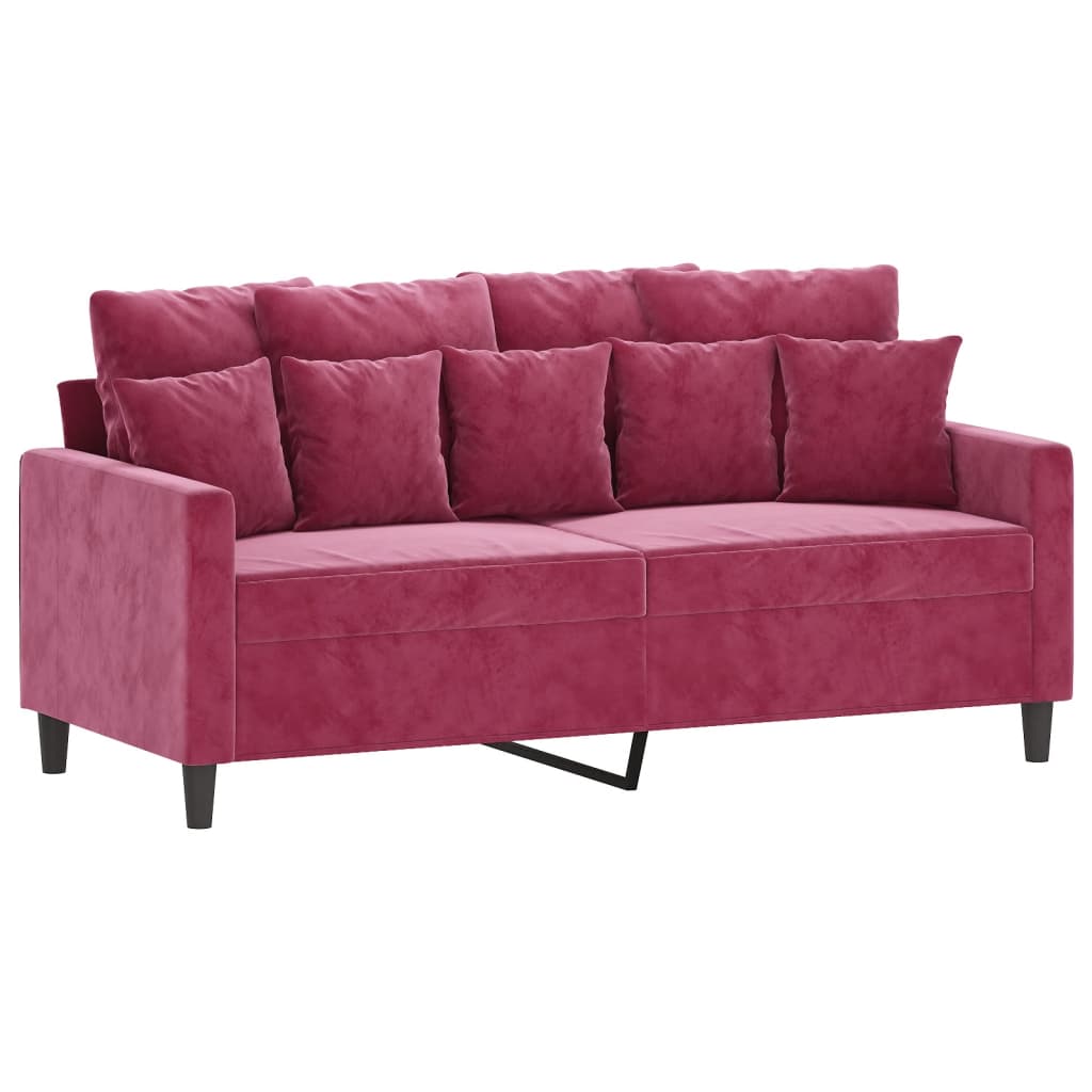 Divano a 2 Posti Rosso Vino 140 cm in Velluto - homemem39