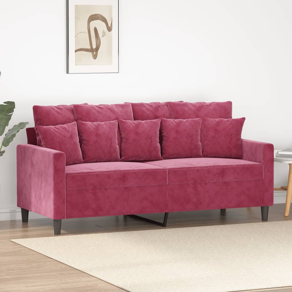 Divano a 2 Posti Rosso Vino 140 cm in Velluto - homemem39