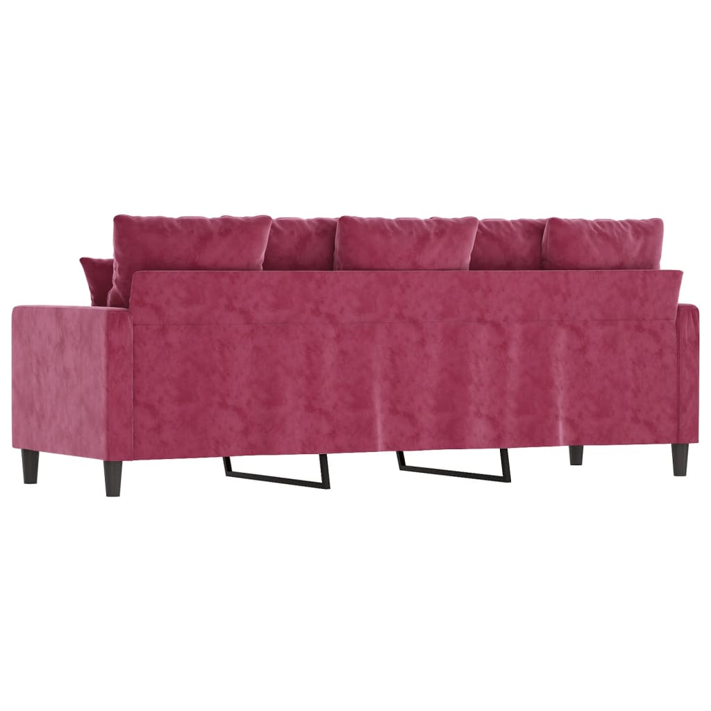 Divano a 3 Posti Rosso Vino 180 cm in Velluto - homemem39