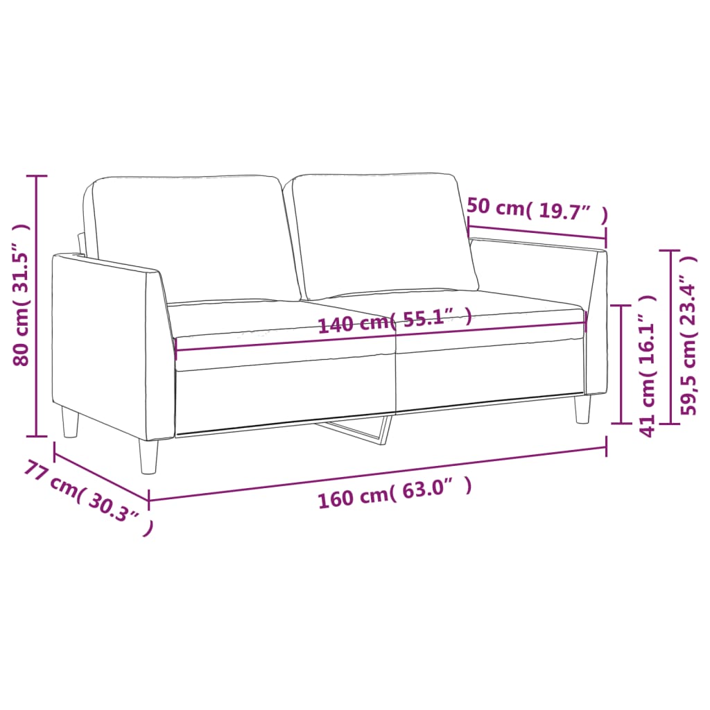 Divano a 2 Posti Nero 140 cm in Similpelle - homemem39