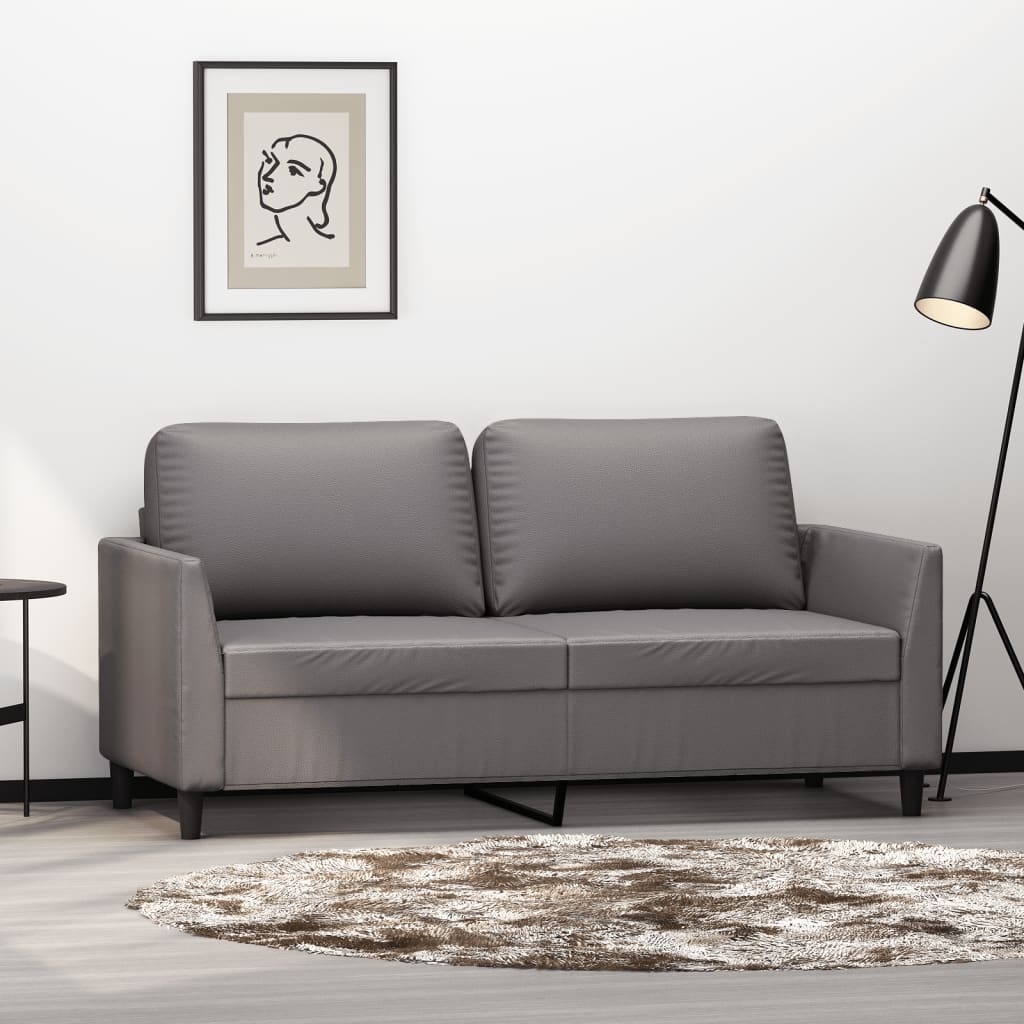 Divano a 2 Posti Grigio 140 cm in Similpelle - homemem39