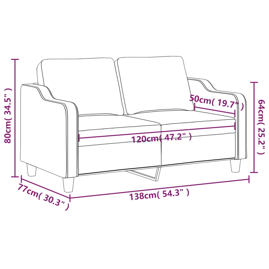 Divano a 2 Posti Grigio Chiaro 120 cm in Tessuto - homemem39