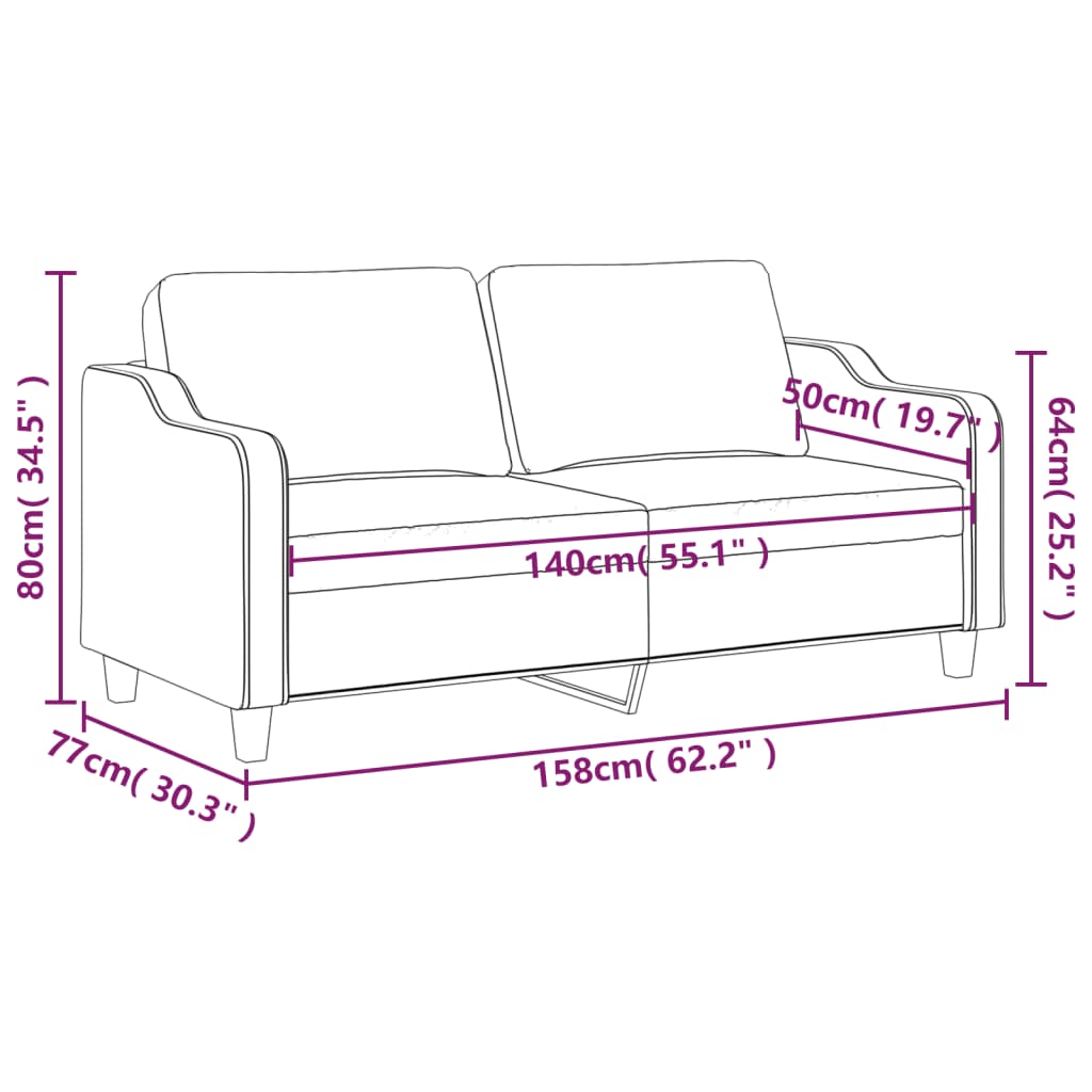 Divano a 2 Posti Grigio Chiaro 140 cm in Tessuto - homemem39
