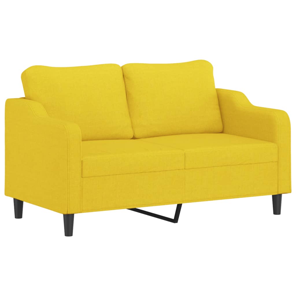 Divano a 2 Posti Giallo Chiaro 140 cm in Tessuto - homemem39