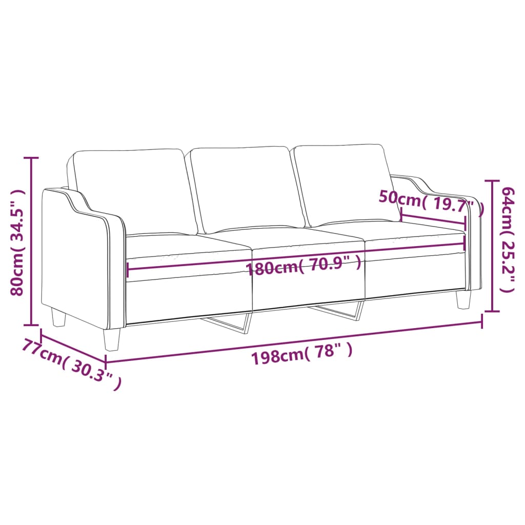 Divano a 3 Posti Marrone 180 cm in Tessuto | homemem39