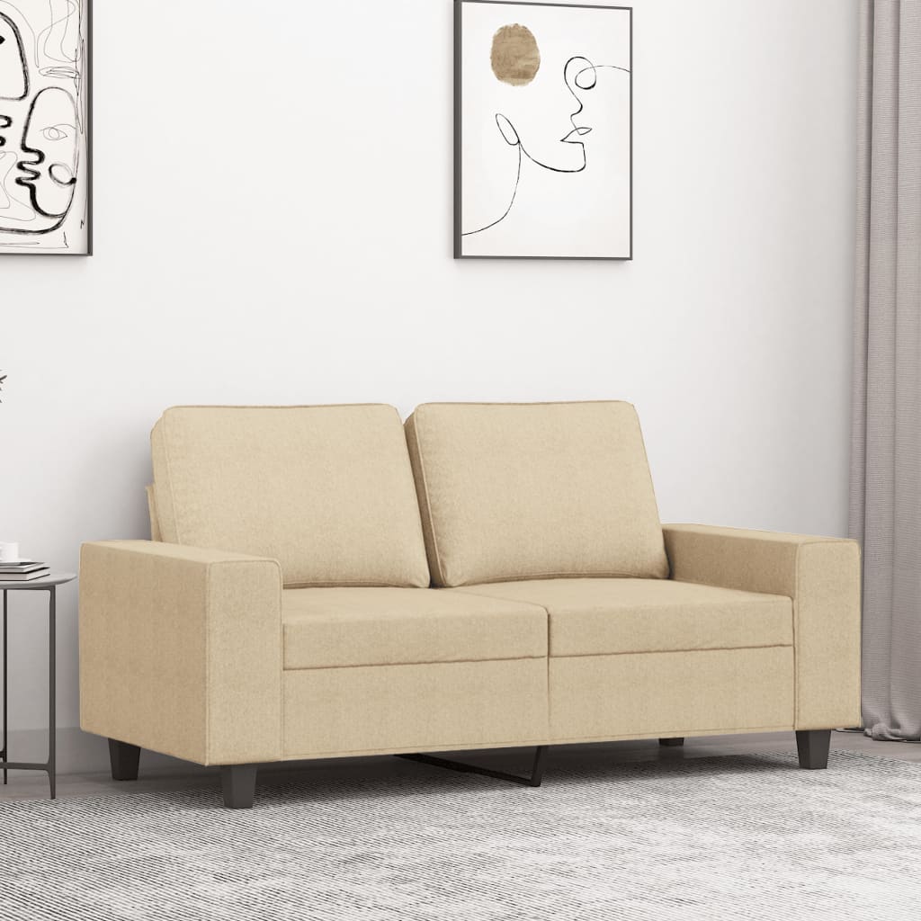 Divano a 2 Posti Crema 120 cm in Tessuto - homemem39