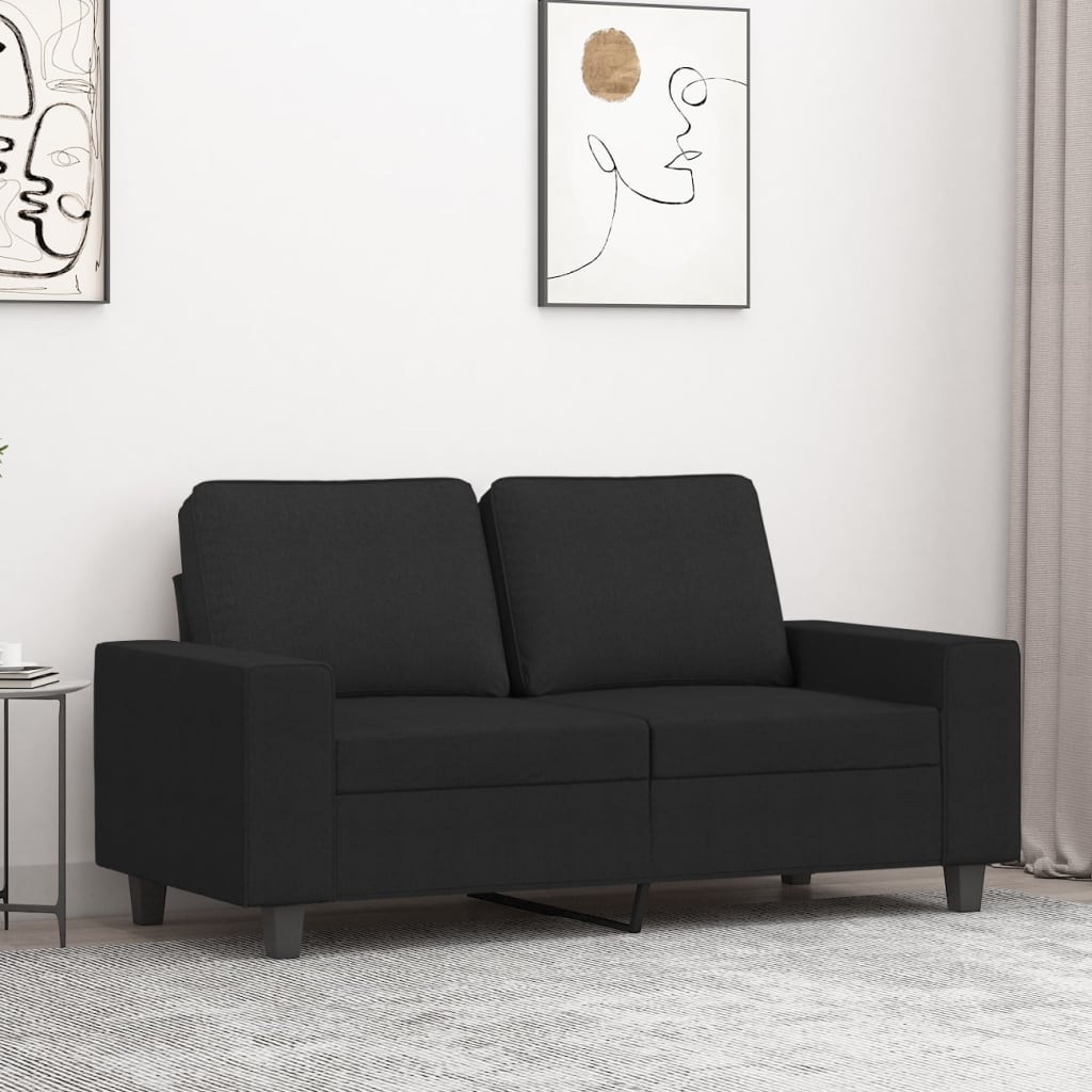 Divano a 2 Posti Nero 120 cm in Tessuto - homemem39
