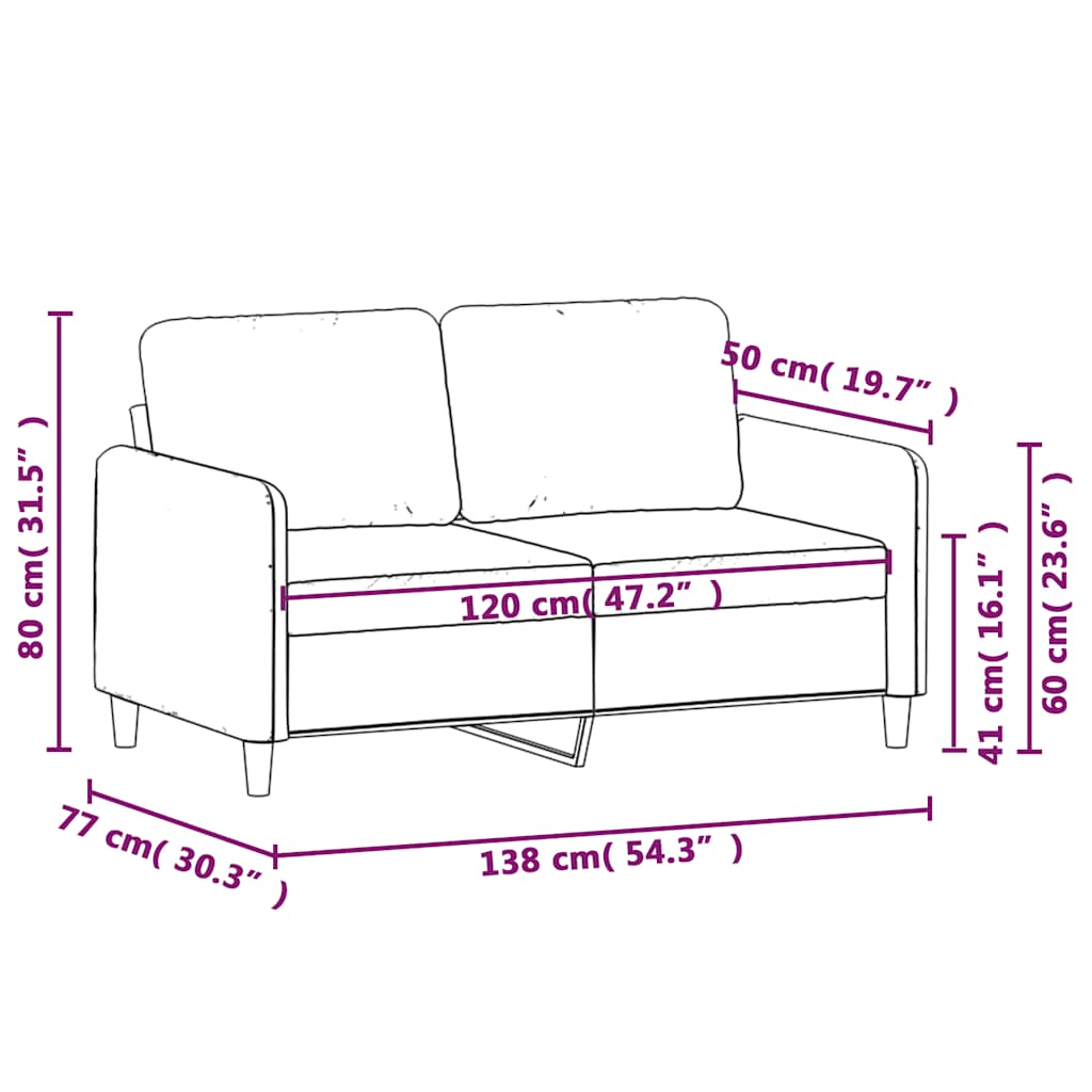 Divano a 2 Posti marrone 120 cm in Velluto | homemem39