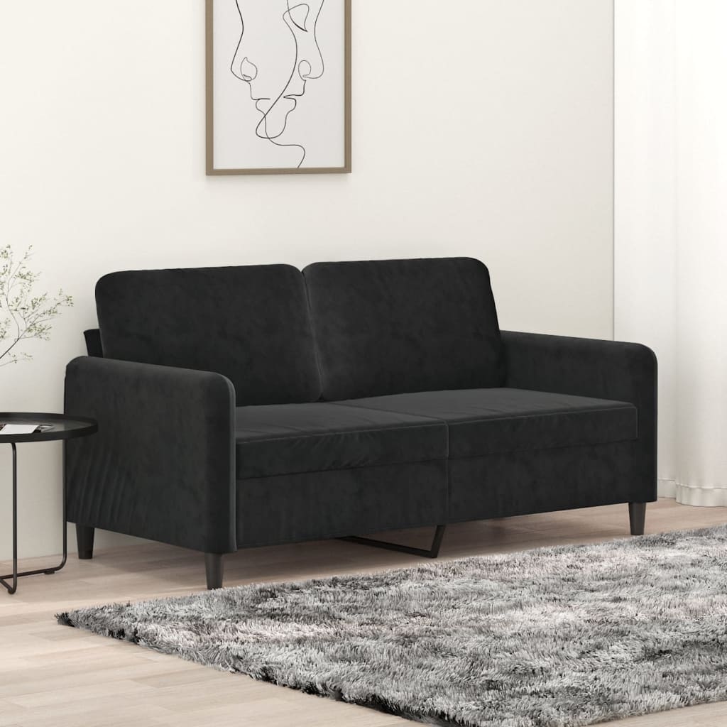 Divano a 2 Posti Nero 140 cm in Velluto - homemem39