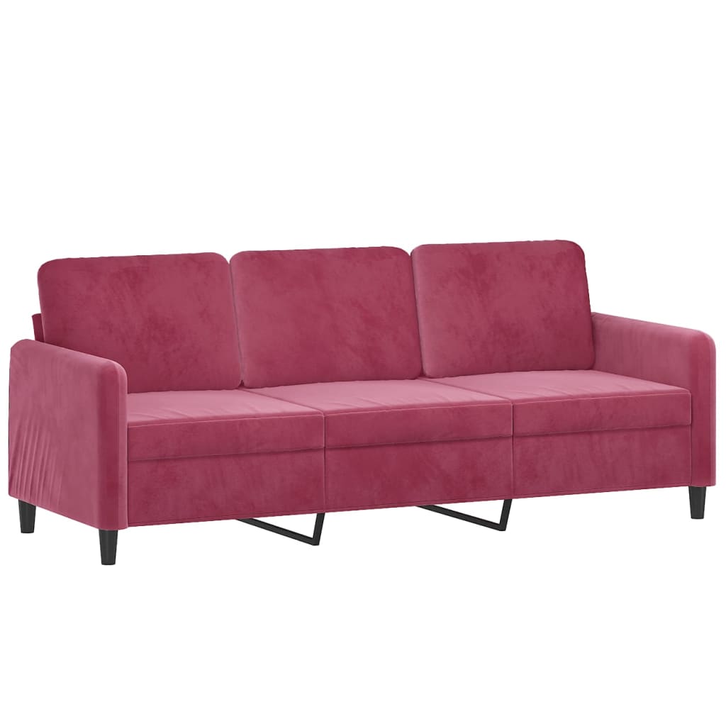Divano a 3 Posti Rosso Vino 180 cm in Velluto - homemem39