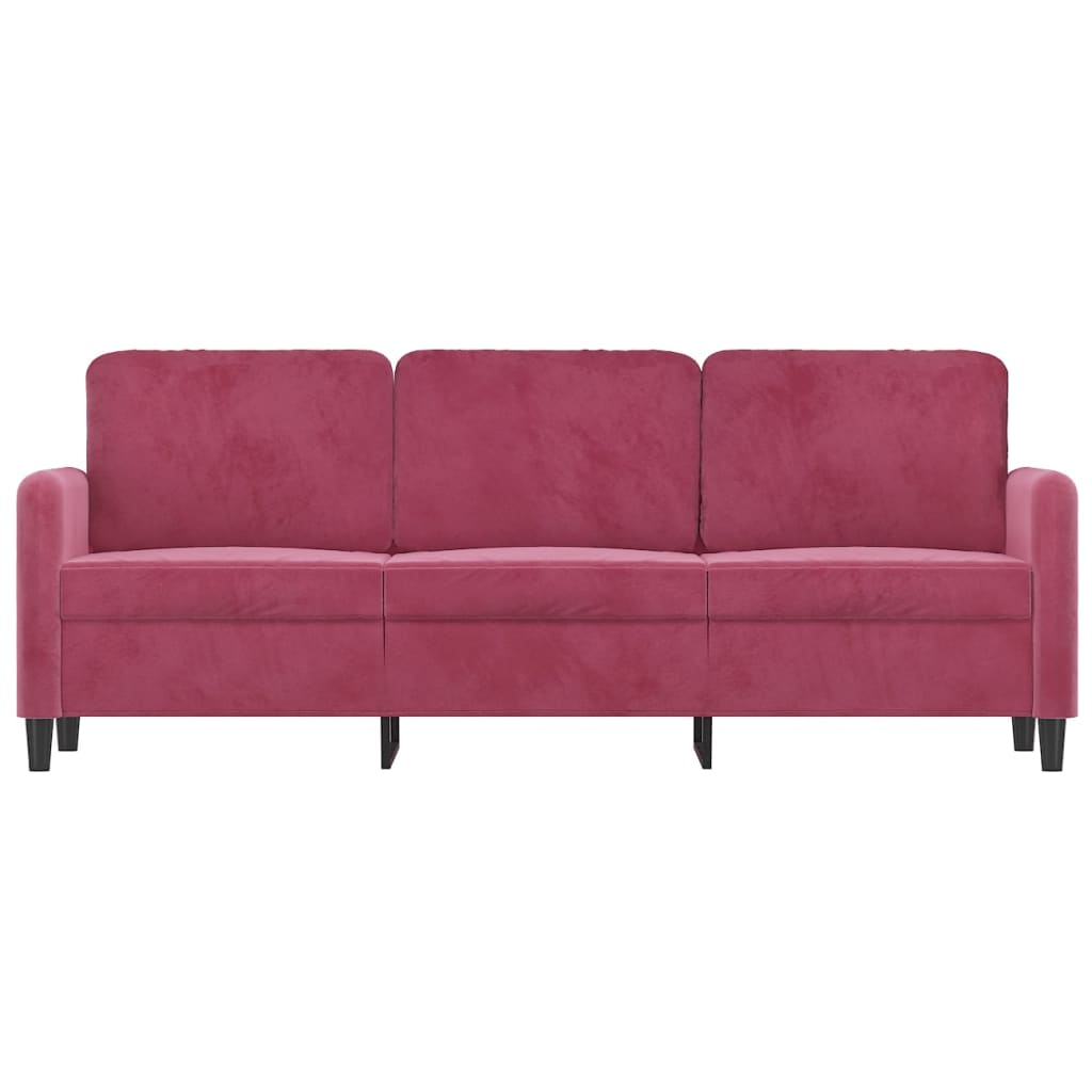 Divano a 3 Posti Rosso Vino 180 cm in Velluto - homemem39
