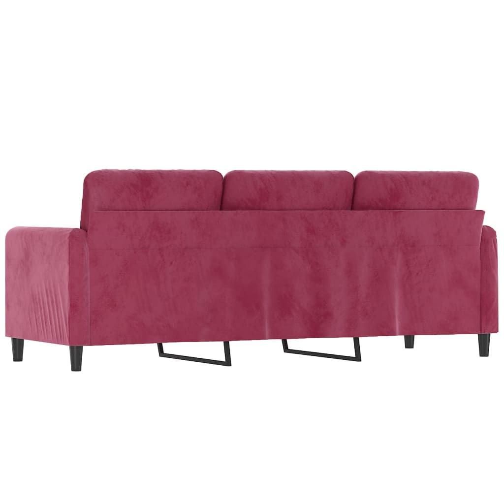 Divano a 3 Posti Rosso Vino 180 cm in Velluto - homemem39