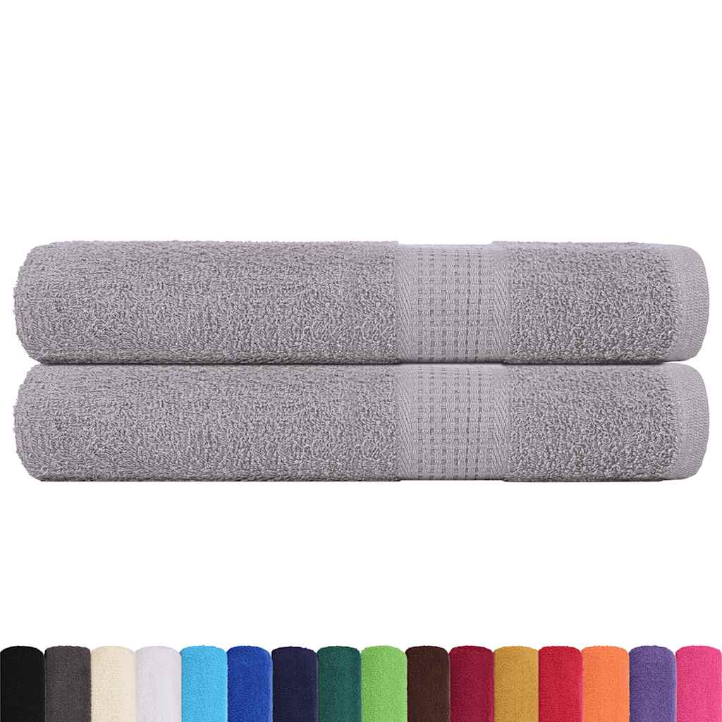 Asciugamani 2 pz Grigio 100x200 cm 360 g/m² 100% Cotone - homemem39
