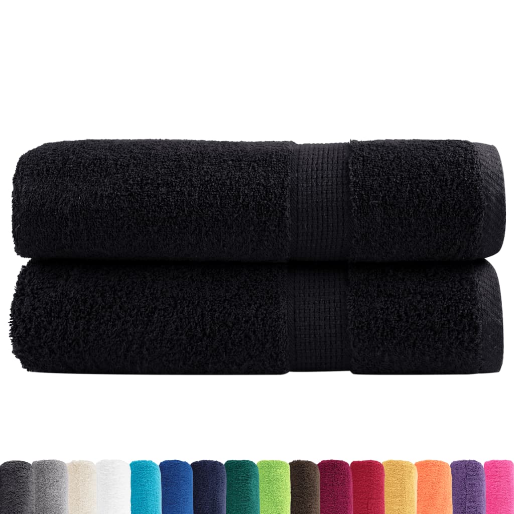 Asciugamani da Doccia SOLUND 2 pz Neri 70x140 cm 600g/m² - homemem39