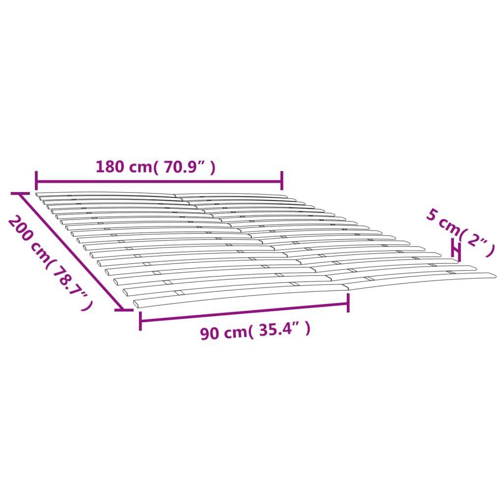 Doghe di ricambio per letto con 34 doghe 2 pz 90x200 cm | homemem39