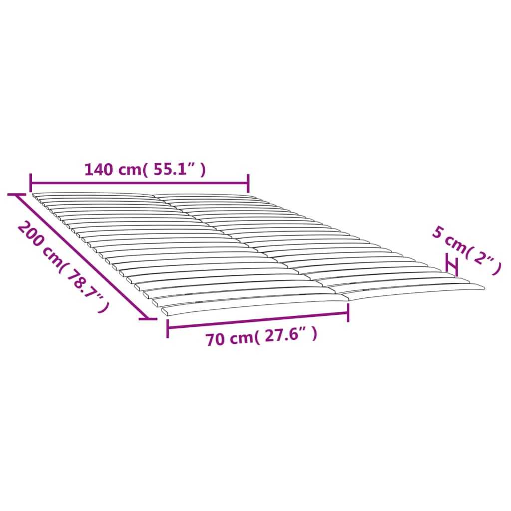 Doghe di ricambio per letto con 48 doghe 2 pz 70x200 cm