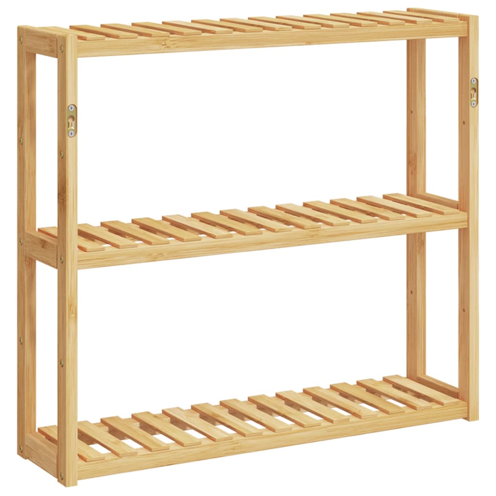 Mensola da Bagno 3 Ripiani Montaggio a Parete 60x15x54cm Bambù - homemem39