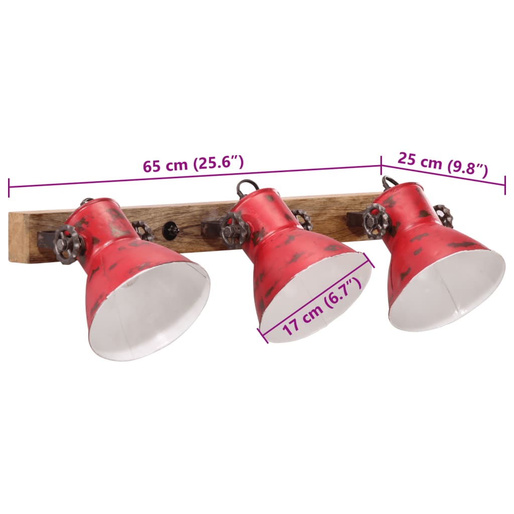 Lampada a Parete 25 W Rosso Anticato 65x25 cm E27 | homemem39