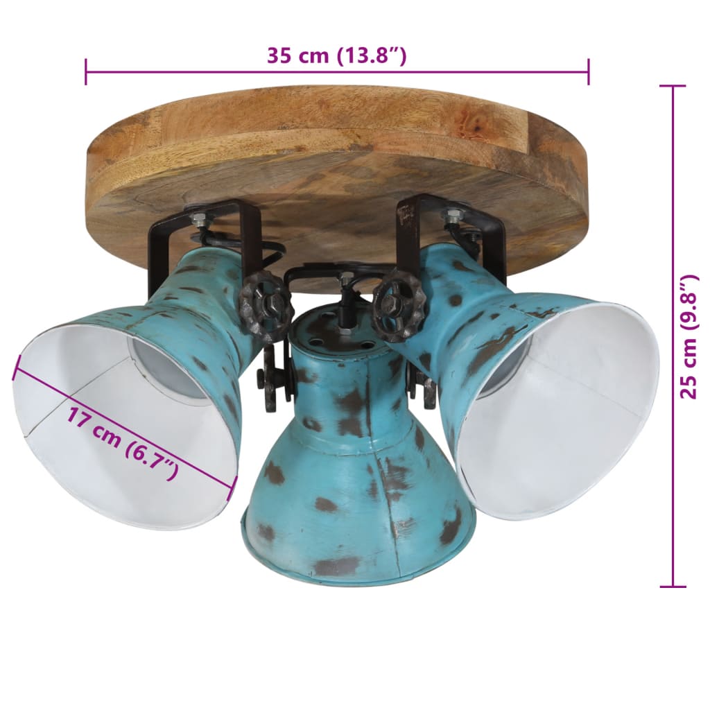 Lampada da Soffitto 25 W Blu Anticato 35x35x25 cm E27 | homemem39