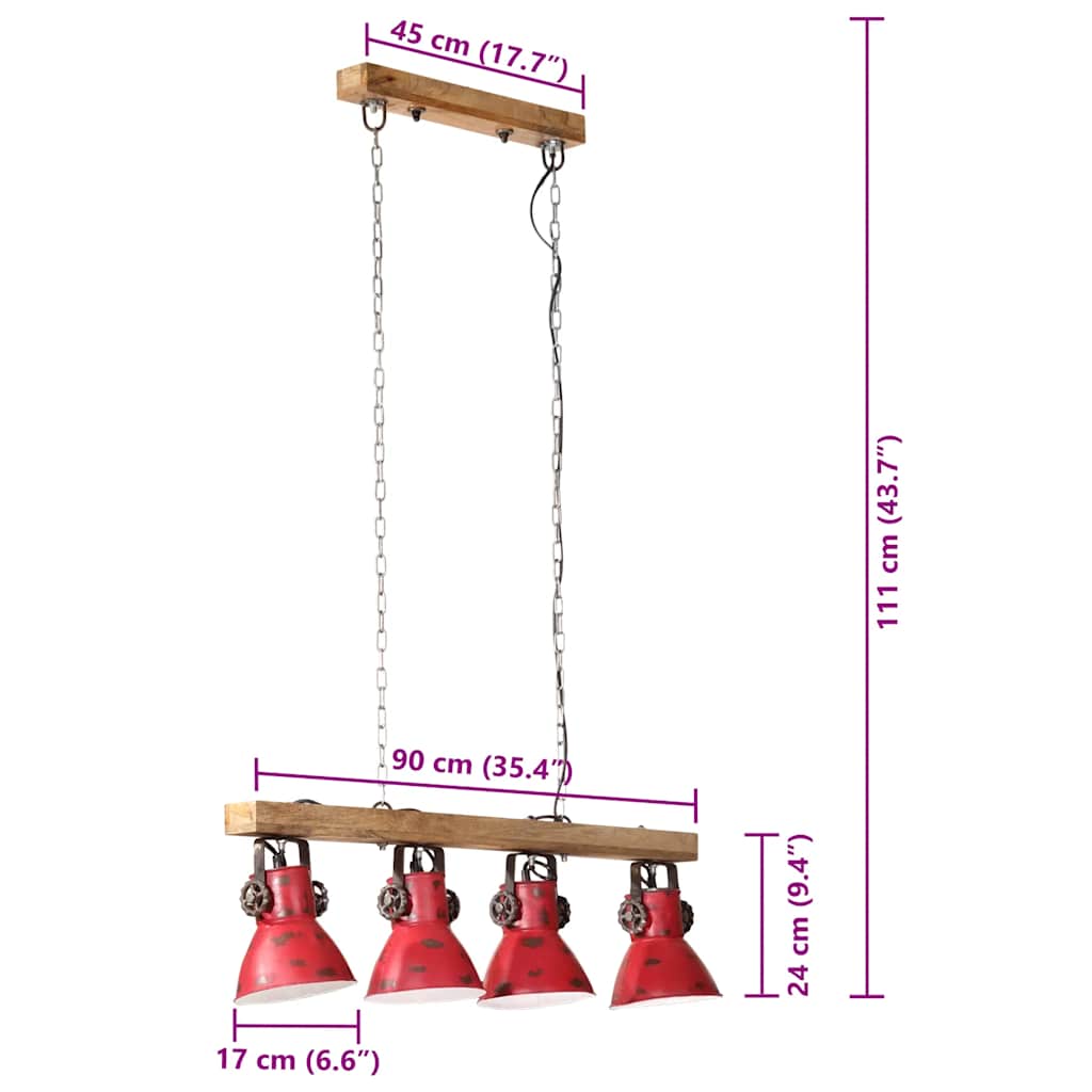 Lampada da Soffitto 25 W Rosso Anticato 90x24x111 cm E27 | homemem39