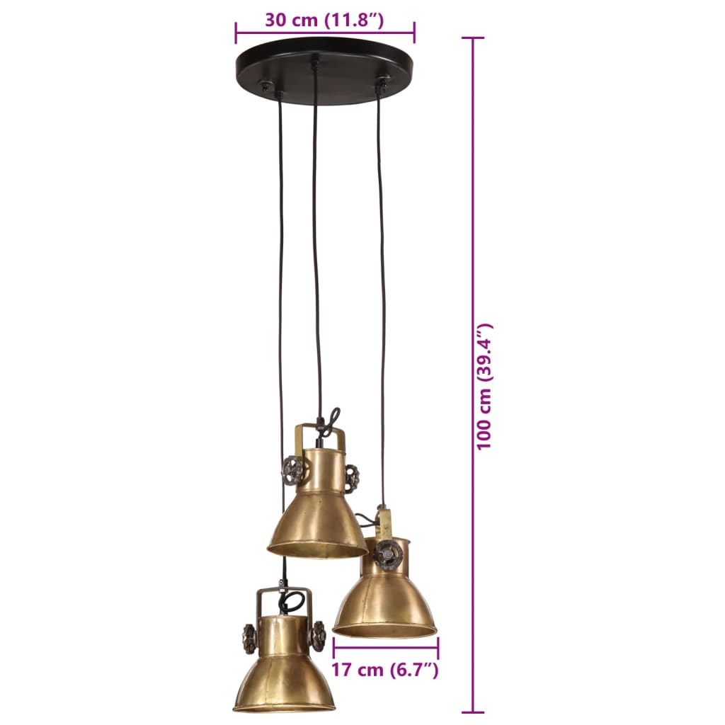 Lampada Pensile 25 W Ottone Anticato 30x30x100 cm E27 | homemem39