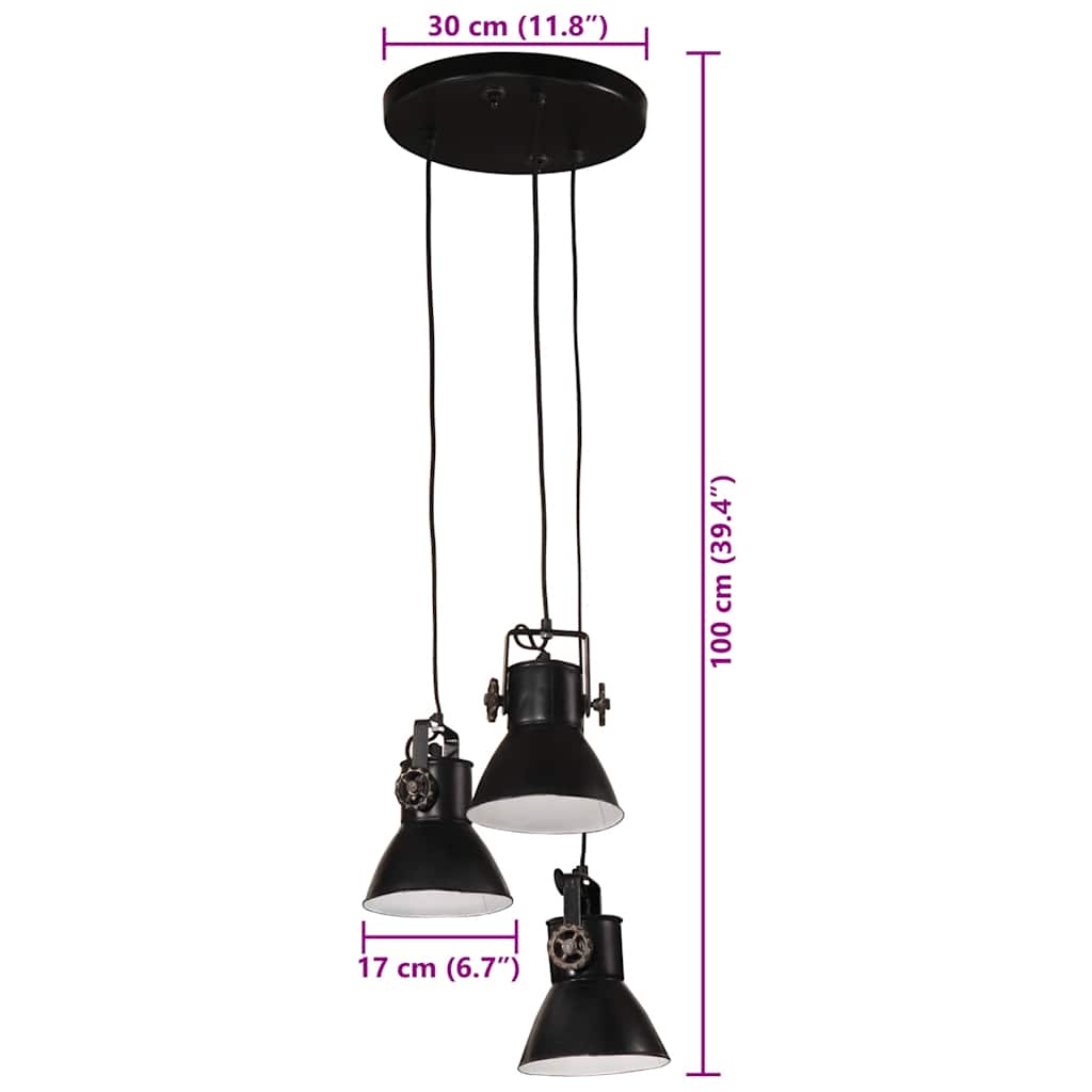Lampada Pensile 25 W Nera 30x30x100 cm E27 | homemem39