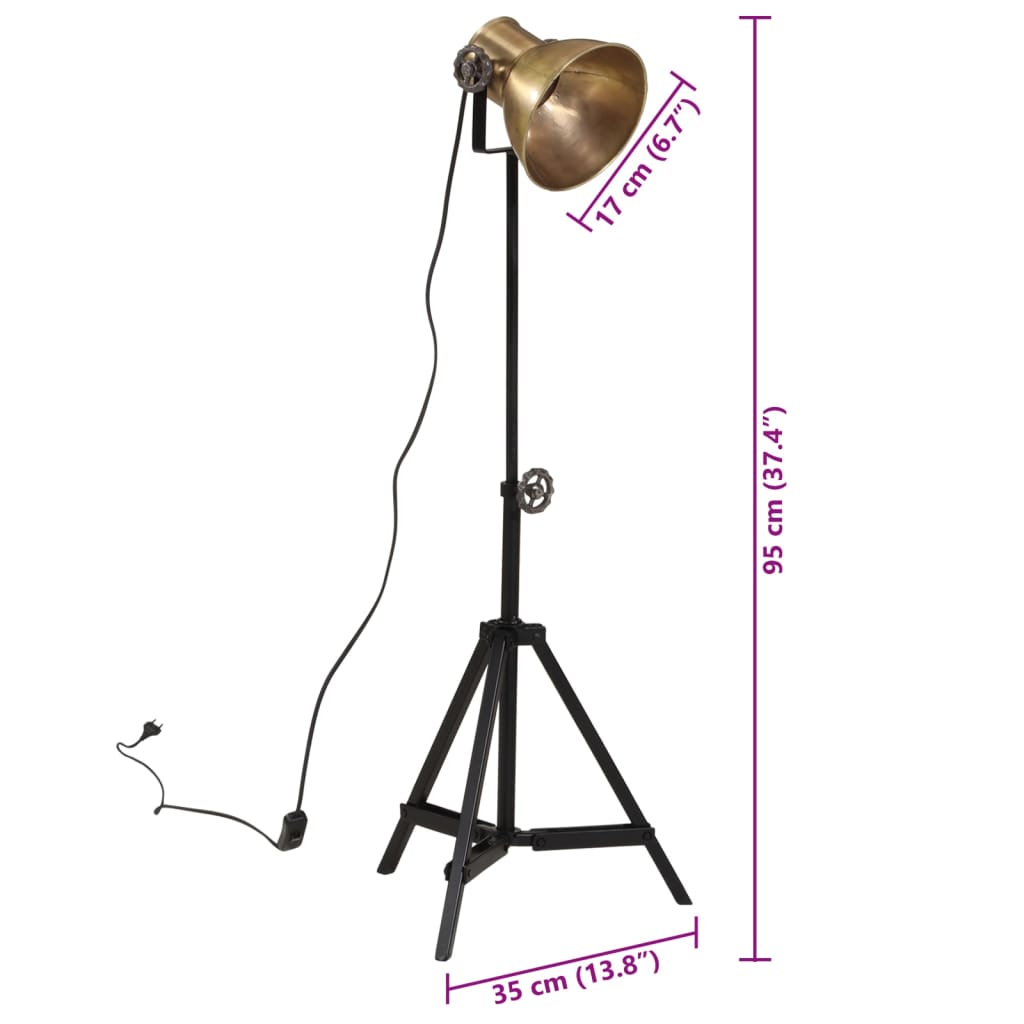 Lampada da Terra 25 W Ottone Anticato 35x35x65/95 cm E27 | homemem39