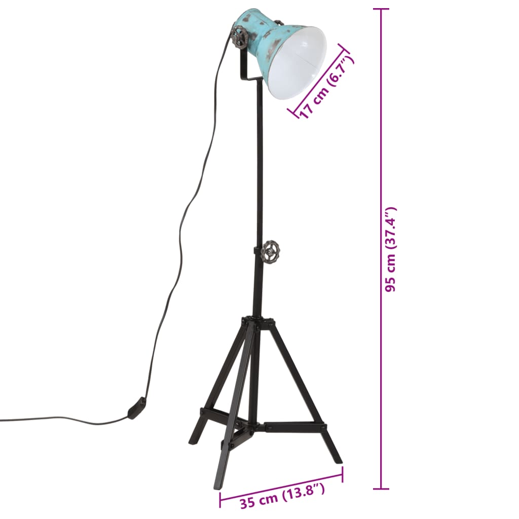 Lampada da Terra 25 W Blu Anticato 35x35x65/95 cm E27 | homemem39