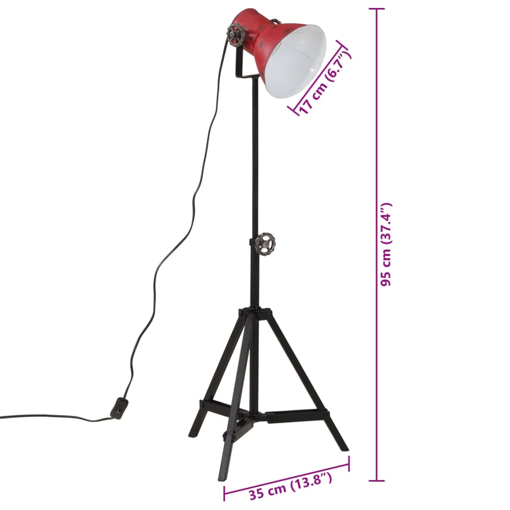 Lampada da Terra 25 W Rosso Anticato 35x35x65/95 cm E27 | homemem39