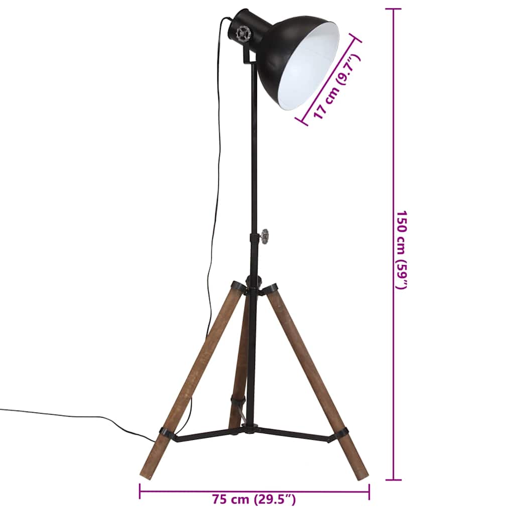 Lampada da Terra 25 W Nera 75x75x90-150 cm E27 | homemem39