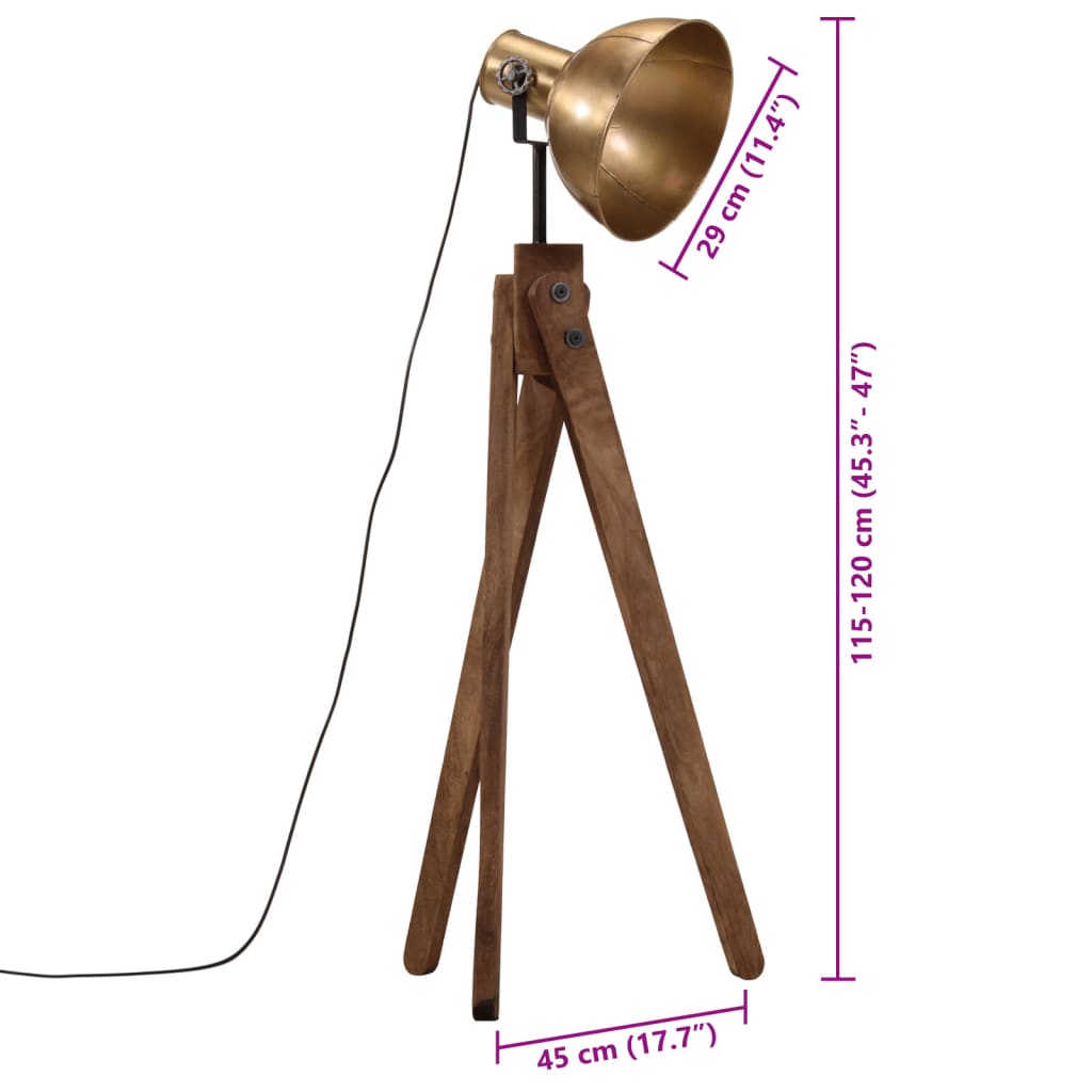 Lampada da Terra 25 W Ottone Anticato 45x45x120 cm E27 | homemem39