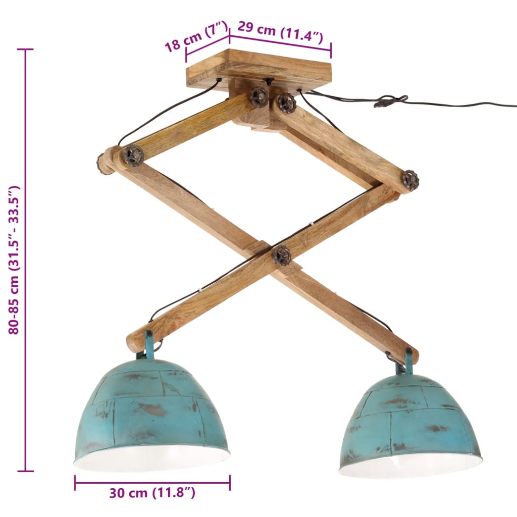 Lampada da Soffitto 25 W Blu Anticato 29x18x85 cm E27 | homemem39