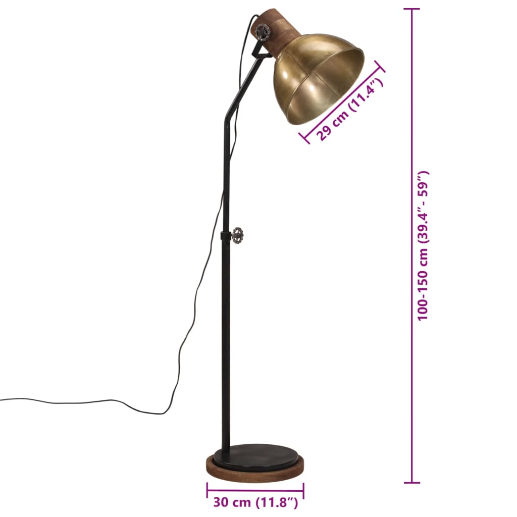 Lampada da Terra 25 W Ottone Anticato 30x30x100-150 cm E27 | homemem39